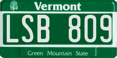 VT license plate LSB809