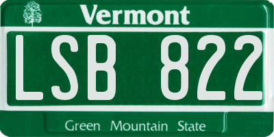 VT license plate LSB822