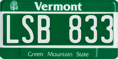 VT license plate LSB833