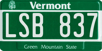 VT license plate LSB837