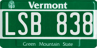 VT license plate LSB838