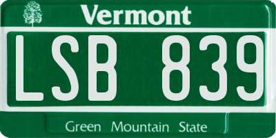 VT license plate LSB839