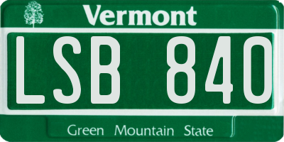 VT license plate LSB840