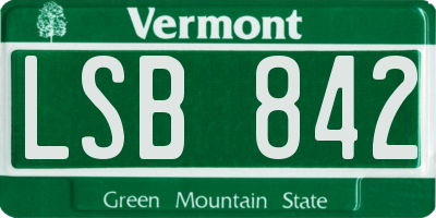 VT license plate LSB842