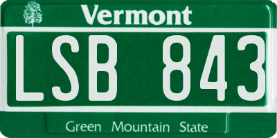 VT license plate LSB843