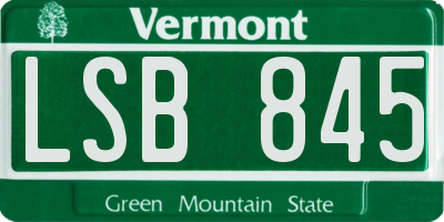 VT license plate LSB845