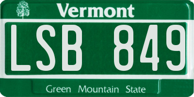 VT license plate LSB849