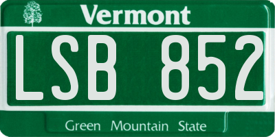 VT license plate LSB852