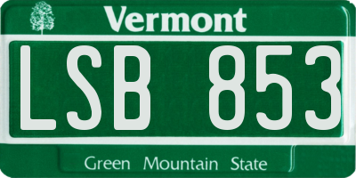 VT license plate LSB853