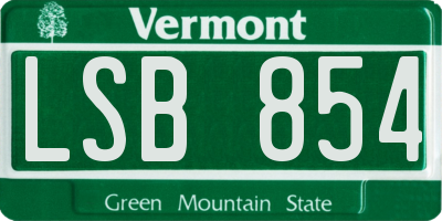 VT license plate LSB854