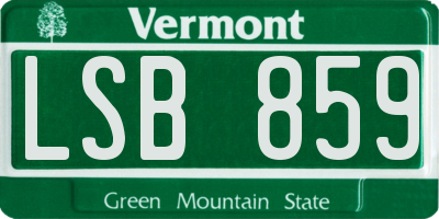 VT license plate LSB859