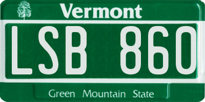 VT license plate LSB860
