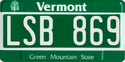 VT license plate LSB869