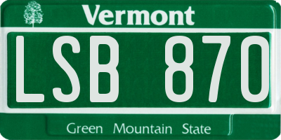 VT license plate LSB870