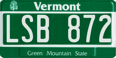 VT license plate LSB872