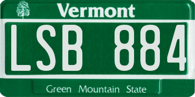 VT license plate LSB884