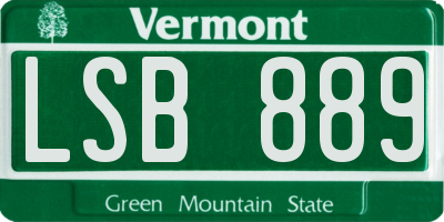 VT license plate LSB889