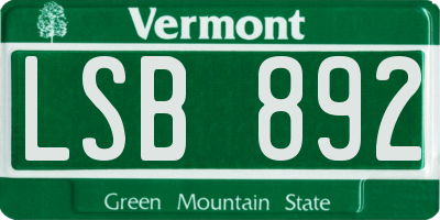 VT license plate LSB892