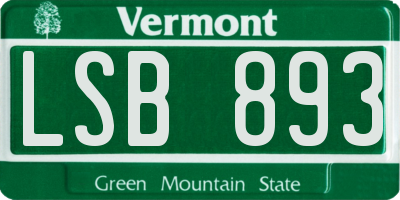 VT license plate LSB893