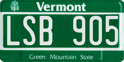 VT license plate LSB905