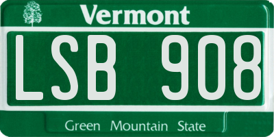 VT license plate LSB908