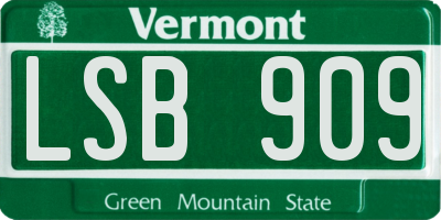 VT license plate LSB909