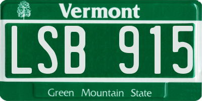 VT license plate LSB915