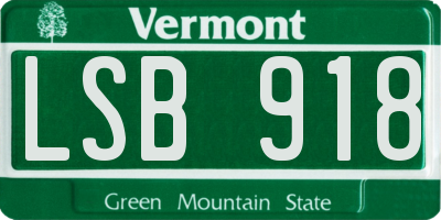 VT license plate LSB918