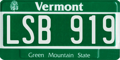 VT license plate LSB919