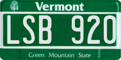 VT license plate LSB920