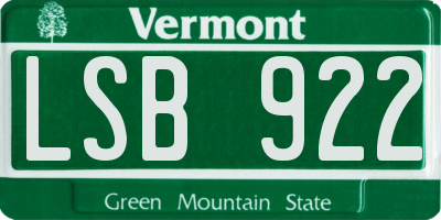 VT license plate LSB922