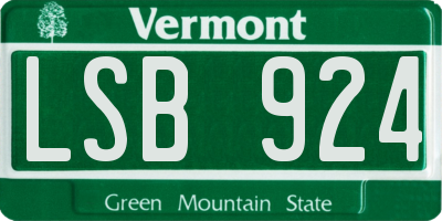 VT license plate LSB924