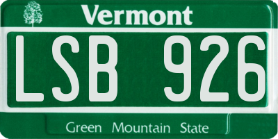 VT license plate LSB926