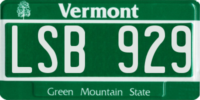 VT license plate LSB929