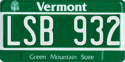 VT license plate LSB932