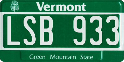 VT license plate LSB933