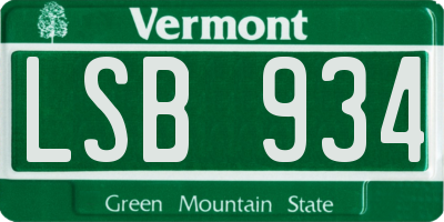 VT license plate LSB934