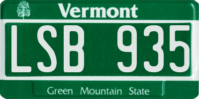 VT license plate LSB935