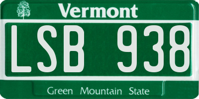 VT license plate LSB938
