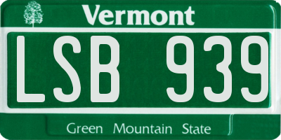 VT license plate LSB939