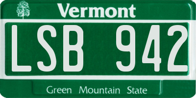 VT license plate LSB942