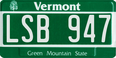 VT license plate LSB947