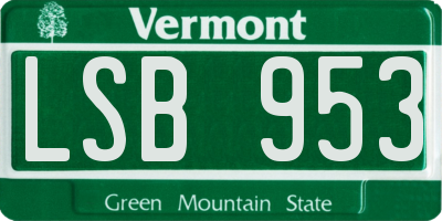 VT license plate LSB953