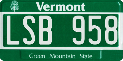 VT license plate LSB958