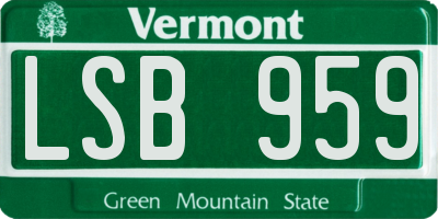 VT license plate LSB959