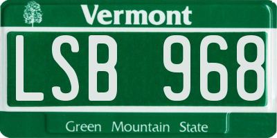 VT license plate LSB968