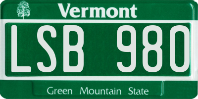 VT license plate LSB980