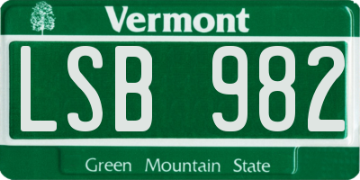 VT license plate LSB982