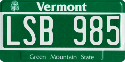 VT license plate LSB985