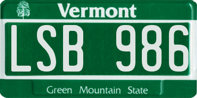 VT license plate LSB986